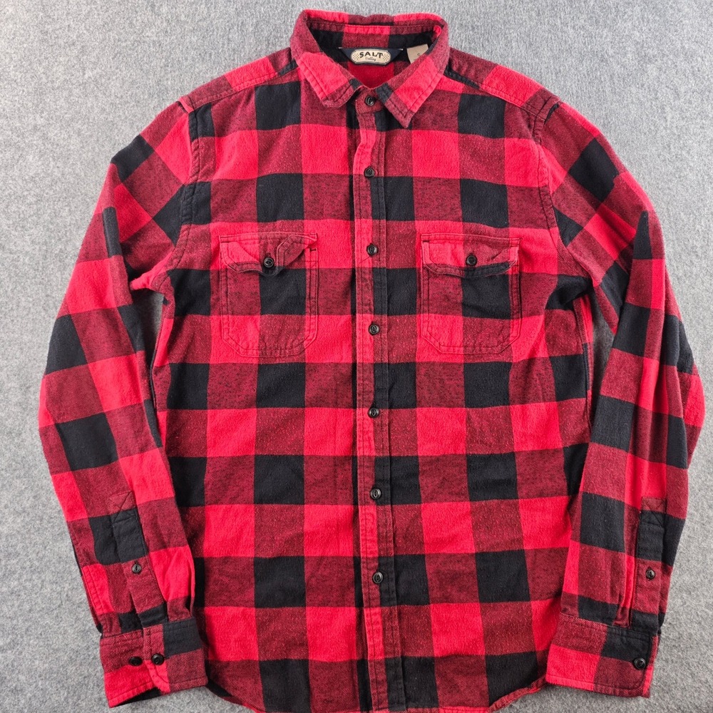 Salt Valley Buffalo Plaid Button Down Shirt Mens Small Red Black Flannel